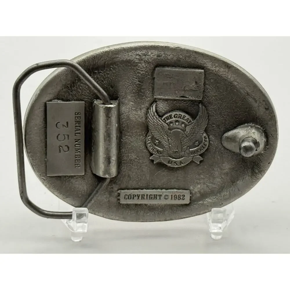 Great American Buckle Co Hunter 1982 Serial 352 Belt Buckle Vintage Western